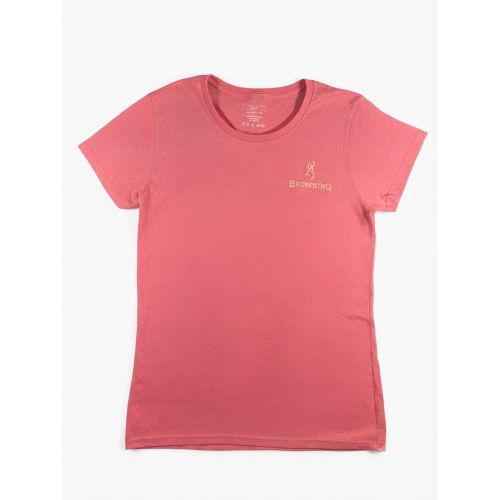 Browning Hunting Company T-Shirt Women's Pink Graphic Logo Cotton Tee Size Small